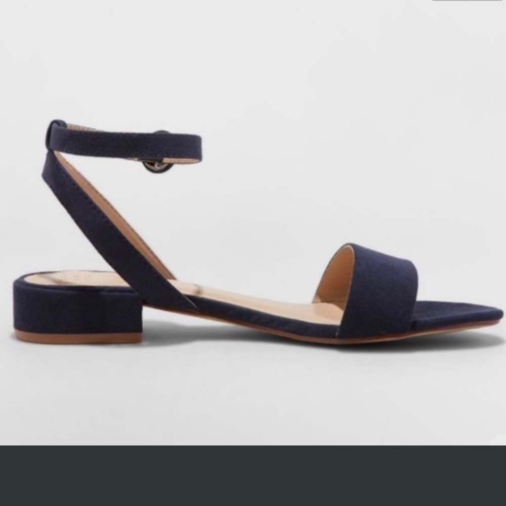 Navy ankle strap sandals